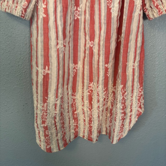 Misa Los Angeles Pink White Off the Shoulder Embroidered Mini Dress Medium Boho - Picture 9 of 12
